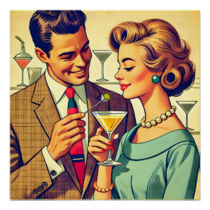 Midden Eeuw Cocktailparty Koppels - Verleiding Perfect Poster