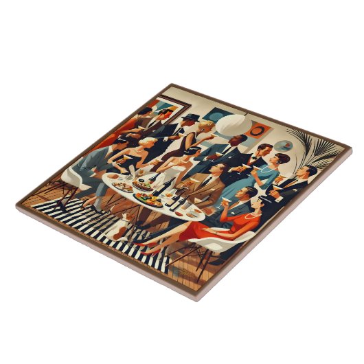 Midden eeuw De moderne Martini intellectuelen Tegeltje (Zijkant)