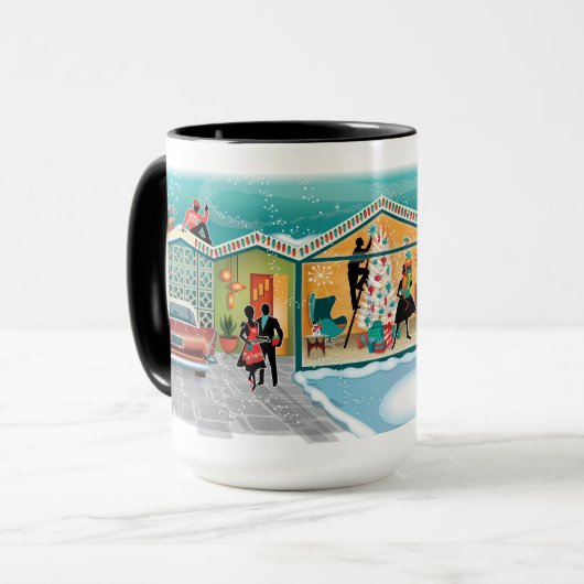 Midden eeuw decoreren Kerstmis Mok (Voorkant links)