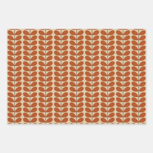 Midden eeuw Deense bladeren, roze, groen & roest Inpakpapier Vel (Voorkant 3)