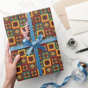 Midden eeuw diamant vierkant geometrisch patroon cadeaupapier