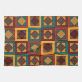 Midden eeuw diamant vierkant geometrisch patroon theedoek (Horizontaal)
