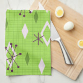 Midden eeuw diamanten steruitbarstingen chartreuse theedoek (Quarter Fold)
