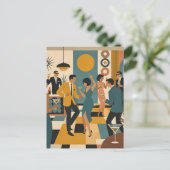 Midden Eeuw Feestelijke Martini Dansfeest Briefkaart (Staand voorkant)