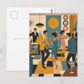 Midden Eeuw Feestelijke Martini Dansfeest Briefkaart (Voorkant / Achterkant)
