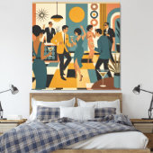 Midden Eeuw Feestelijke Martini Dansfeest Canvas Afdruk (Insitu (Slaapkamer))