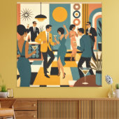 Midden Eeuw Feestelijke Martini Dansfeest Canvas Afdruk (Insitu (Woonkamer))