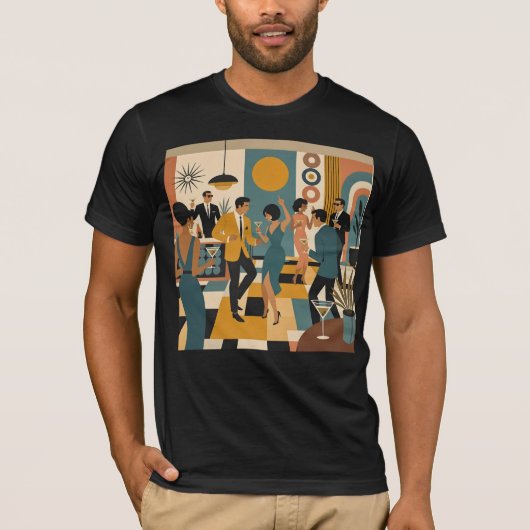 Midden Eeuw Feestelijke Martini Dansfeest T-shirt (Voorkant)
