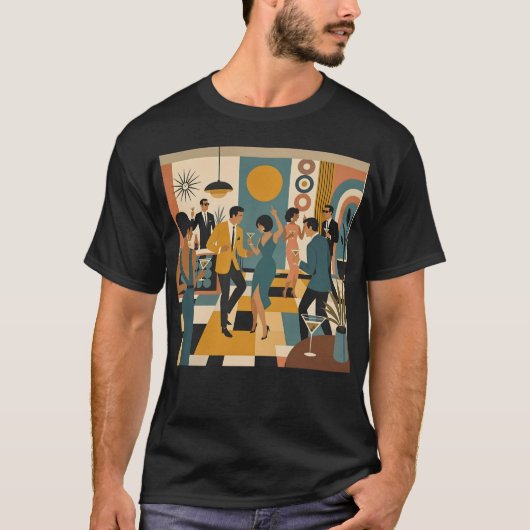 Midden Eeuw Feestelijke Martini Dansfeest T-shirt (Voorkant)
