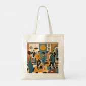 Midden Eeuw Feestelijke Martini Dansfeest Tote Bag (Achterkant)