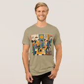 Midden Eeuw Feestelijke Martini Dansfeest Tri-Blend Shirt (Voorkant volledig)