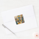 Midden Eeuw Feestelijke Martini Dansfeest Vierkante Sticker (Envelop)