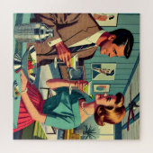 Midden Eeuw Feestje Koppels - Huis Verwarming Legpuzzel (Horizontaal)