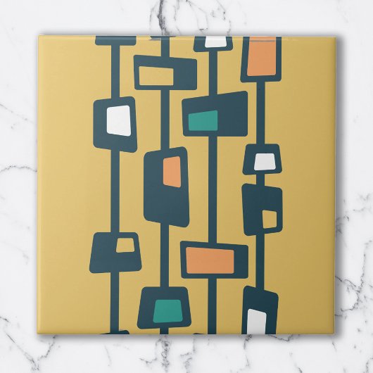 Midden Eeuw Funky Blokken Geel Tegeltje