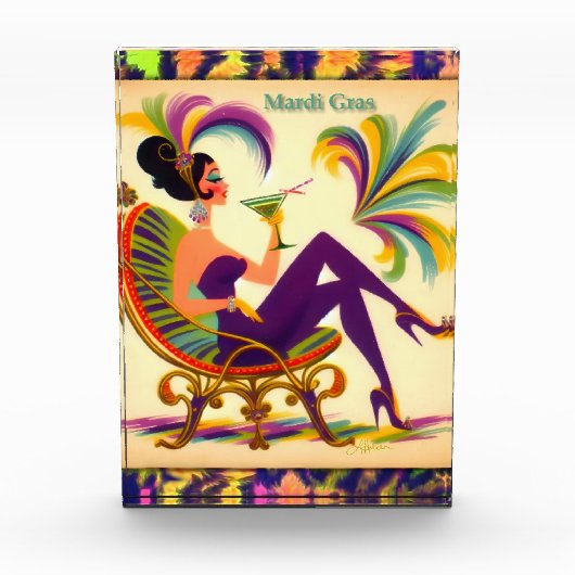 Midden eeuw futuristische Mardi Gras Martini vrouw Fotoblokken (Voorkant)