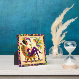 Midden eeuw futuristische Mardi Gras Martini vrouw Fotoplaat