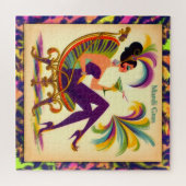 Midden eeuw futuristische Mardi Gras Martini vrouw Legpuzzel (Horizontaal)