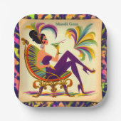 Midden eeuw futuristische Mardi Gras Martini vrouw Papieren Bordje (Voorkant)