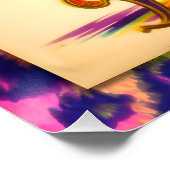 Midden eeuw futuristische Mardi Gras Martini vrouw Perfect Poster (Hoek)