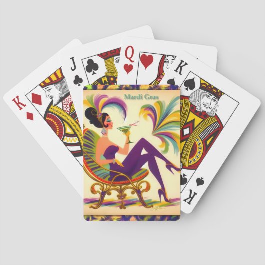 Midden eeuw futuristische Mardi Gras Martini vrouw Pokerkaarten (Achterkant)