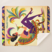 Midden eeuw futuristische Mardi Gras Martini vrouw Sherpa Deken (Voorkant (horizontaal))