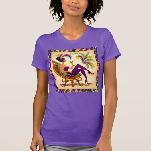 Midden eeuw futuristische Mardi Gras Martini vrouw T-shirt (Voorkant)