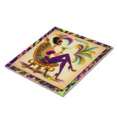 Midden eeuw futuristische Mardi Gras Martini vrouw Tegeltje (Zijkant)