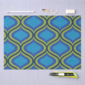 midden eeuw geel blauw ogee patroon tissuepapier (Craft)