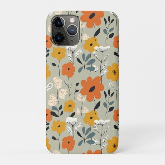 Midden eeuw geïnspireerd bloemenpatroon Case-Mate iPhone case (Achterkant)