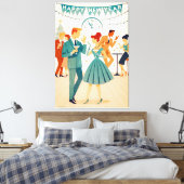 Midden eeuw gelukkig nieuwjaar de Martini-dans Canvas Afdruk (Insitu (Slaapkamer))