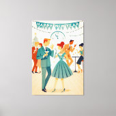 Midden eeuw gelukkig nieuwjaar de Martini-dans Canvas Afdruk (Voorkant)