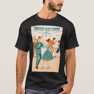 Midden eeuw gelukkig nieuwjaar de Martini-dans T-shirt