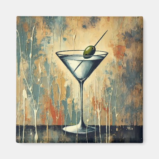 Midden eeuw gemengde media Martini kunst Magneet (Voorkant)