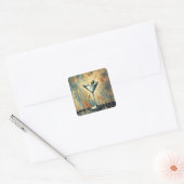Midden eeuw gemengde media Martini kunst Vierkante Sticker (Envelop)