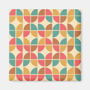 Midden eeuw geometrisch rood turquoise mosterdgeel magneet