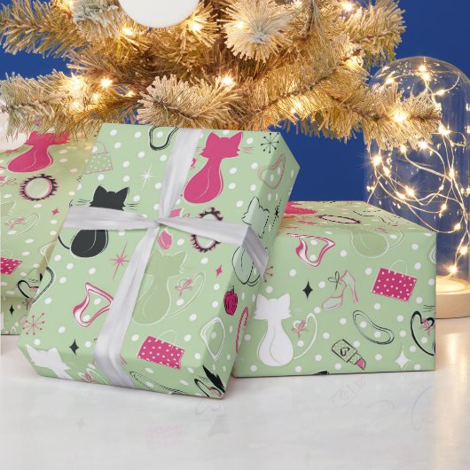 Midden eeuw Groene Hart Katten Cadeaupapier (Feestdagen)