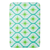 Midden eeuw groene Starbursts op Ovalen Patroon Badmat (Voorkant Verticaal)