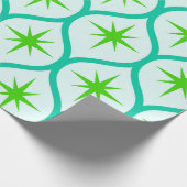 Midden eeuw groene Starbursts op Ovalen Patroon Cadeaupapier (Hoek)