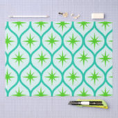 Midden eeuw groene Starbursts op Ovalen Patroon Tissuepapier (Craft)