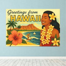 Midden eeuw groeten van Hawaii Toerisme Kunst