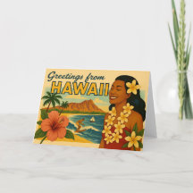 Midden eeuw groeten van Hawaii Toerisme Kunst