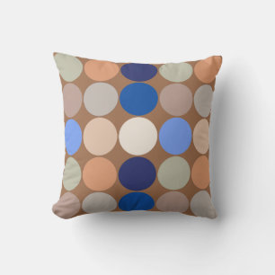 Midden eeuw grote stippen, taupe, beige en blauw kussen