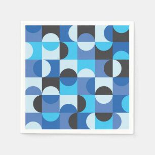 Midden eeuw halve cirkels Blauw Turkoois Zwart Servet