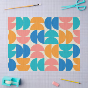 Midden eeuw halve cirkels in oranje turquoise blau tissuepapier