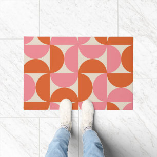 Midden eeuw halve cirkels roze en oranje deurmat