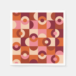 Midden eeuw halve cirkels Roze oranje beige Servet