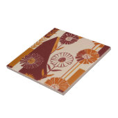 Midden eeuw herfst bloem geometrisch patroon tegeltje (Zijkant)