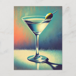 Midden eeuw ik hou van de blues Martini kunst Briefkaart