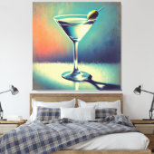 Midden eeuw ik hou van de blues Martini kunst Canvas Afdruk (Insitu (Slaapkamer))