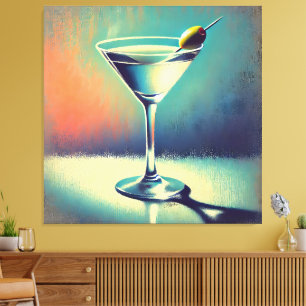 Midden eeuw ik hou van de blues Martini kunst Canvas Afdruk